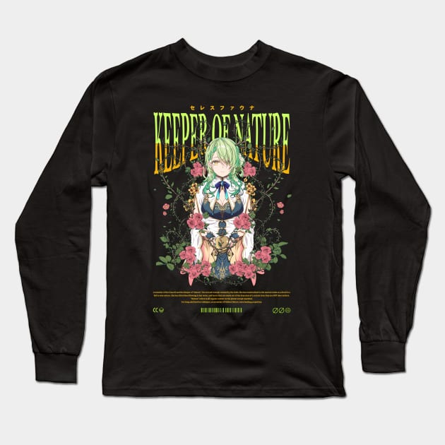 Hololive English Ceres Fauna - Keeper of Nature Long Sleeve T-Shirt by Waifuku Merch